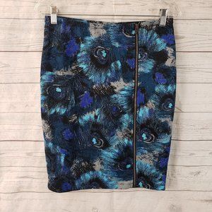 Y Yigal X Design Lab Womens Skirt Sz 6 Blue Black Zip Front